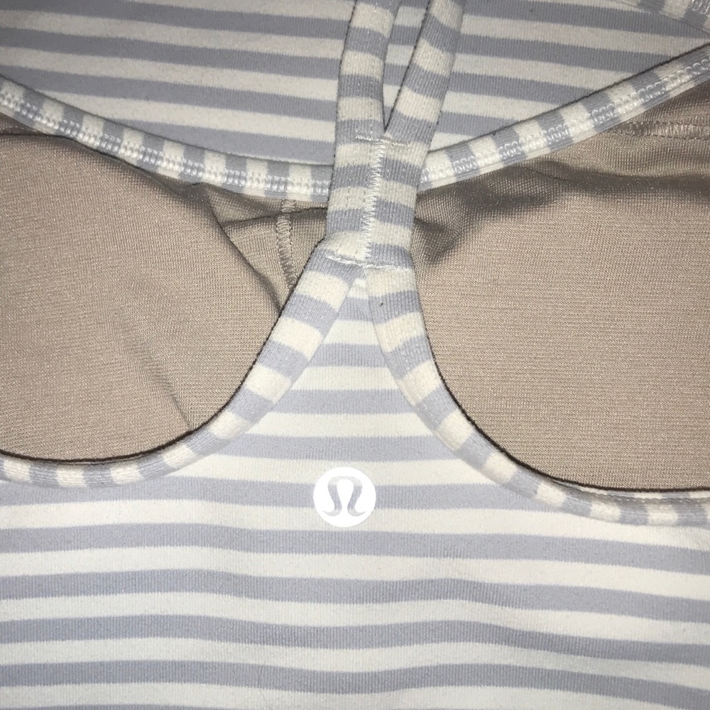 Lululemon Power Y Tank white & grey striped SZ 4
